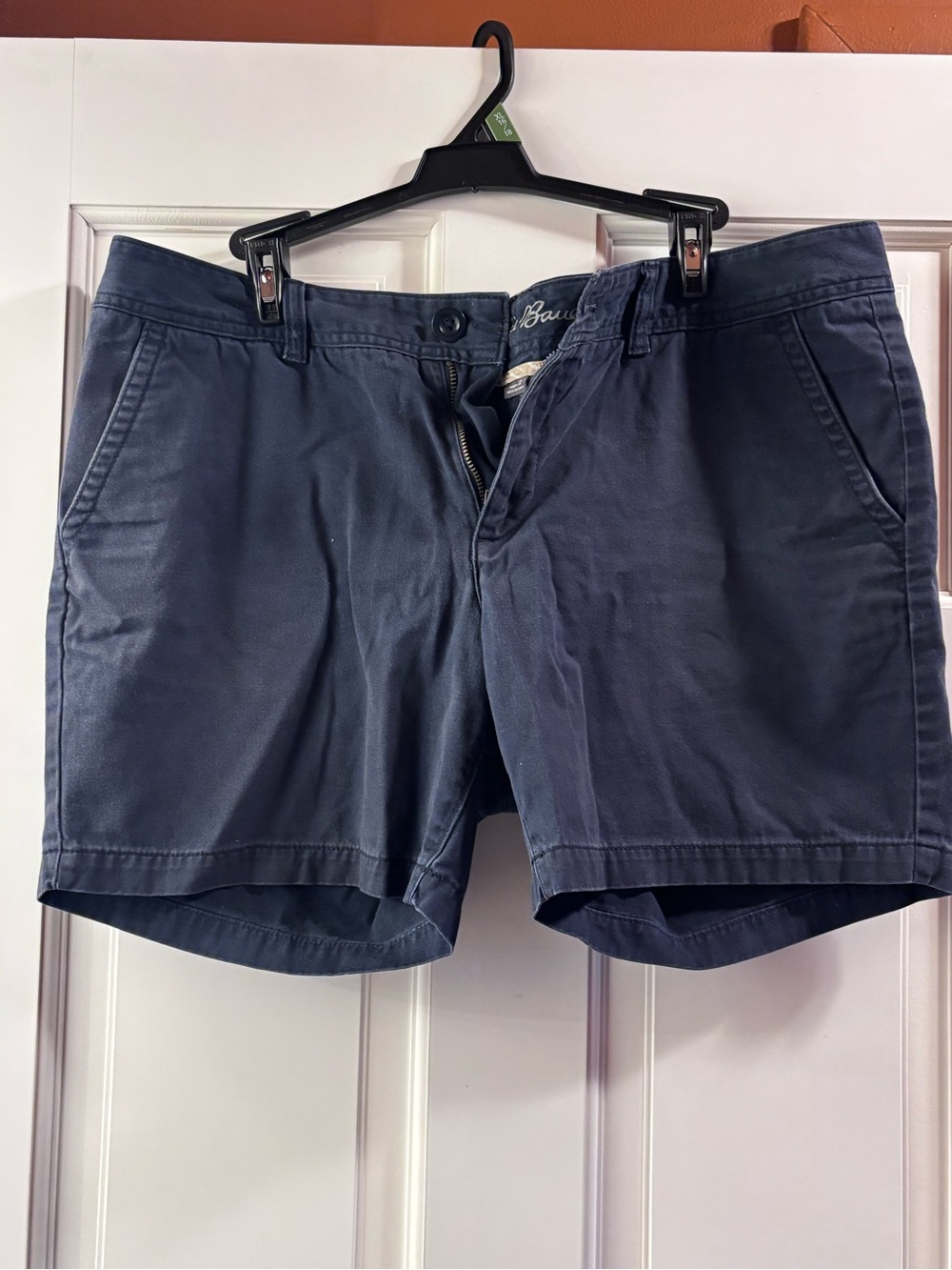 Eddie Bauer Navy Flat-Front Cotton Shorts